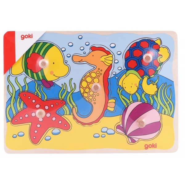 ასაწყობი ფაზლი Goki 57515G-4, Puzzle Sea inhabitants, 5pcs