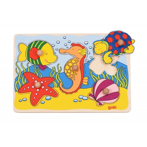 ასაწყობი ფაზლი Goki 57515G-4, Puzzle Sea inhabitants, 5pcs