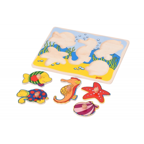 ასაწყობი ფაზლი Goki 57515G-4, Puzzle Sea inhabitants, 5pcs