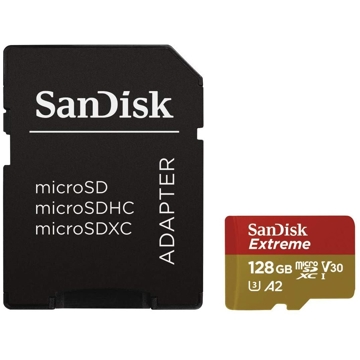 მეხსიერების ბარათი SanDisk SDSQXA1-128G-GN6AA Extreme Memory Card 128GB With Adapter, Red/Gold