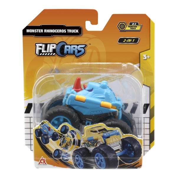 მანქანა ტრანსფორმერი Flip Cars EU463875A-03 2-in-1 Flip Vehicle Monster Rhinoceros Truck