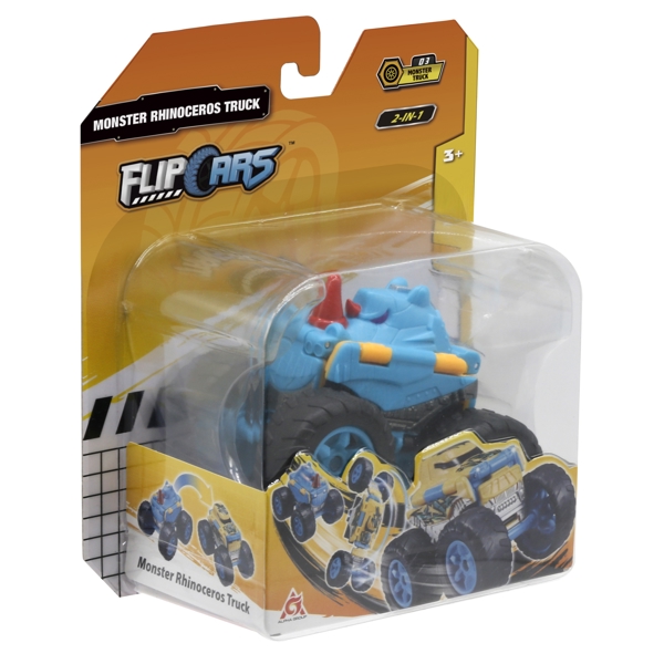 მანქანა ტრანსფორმერი Flip Cars EU463875A-03 2-in-1 Flip Vehicle Monster Rhinoceros Truck