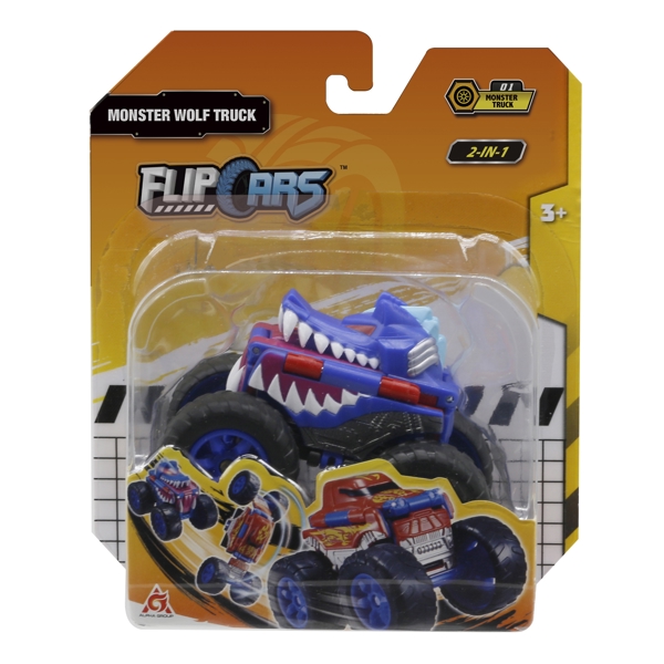 მანქანა ტრანსფორმერი Flip Cars EU463875A-01 2-in-1 Flip Vehicle Monster Wolf Truck