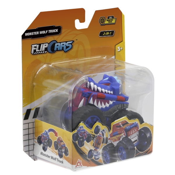 მანქანა ტრანსფორმერი Flip Cars EU463875A-01 2-in-1 Flip Vehicle Monster Wolf Truck