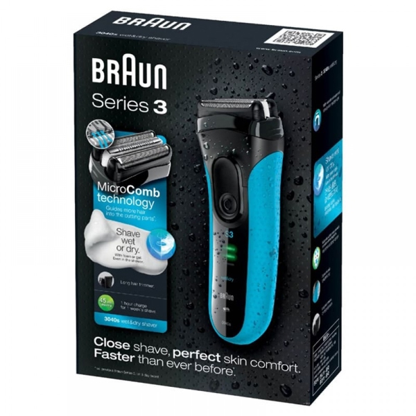 წვერსაპარსი Braun 3040, Electric Shaver, Blue