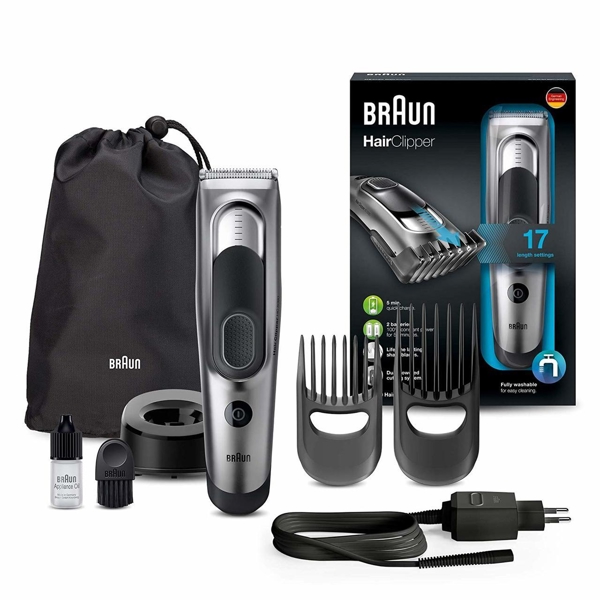 თმის საკრეჭი Braun HC5090, Hair clipper, Silver/Black