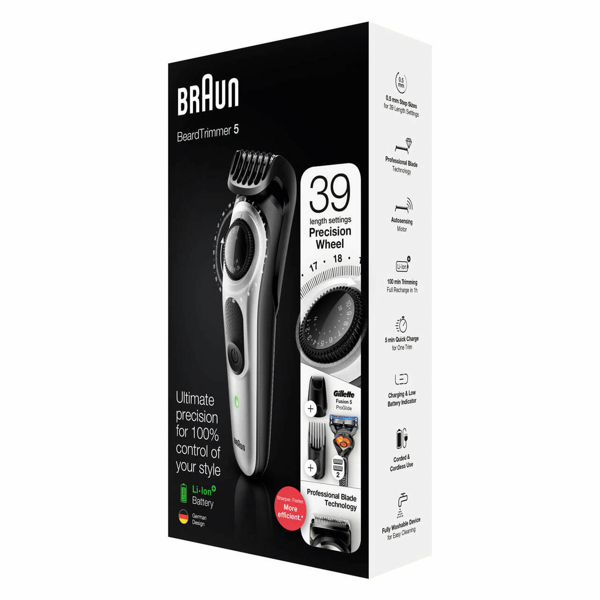 ტრიმერი Braun BT5265, Beard Trimmer with Gillette Fusion5 ProGlide razor, Gray/Black