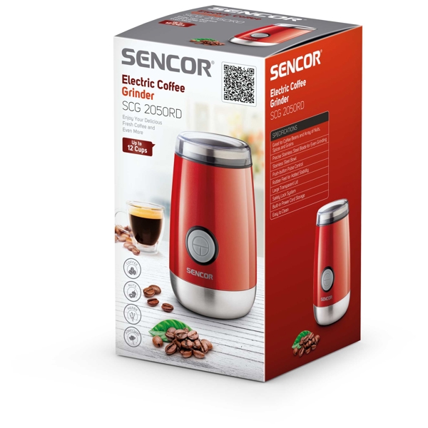 Sencor SCG 2050RD 150W, Electric Coffee Grinder, Red