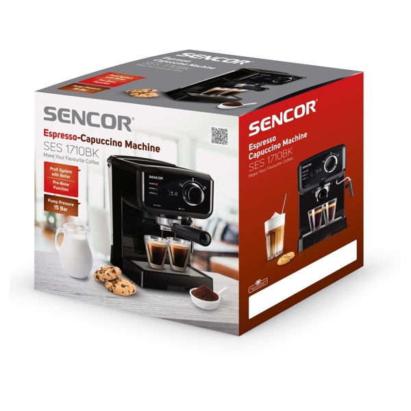 ყავის აპარატი Sencor SES 1710BK Espresso Machine 1.5L, 1140W, Black