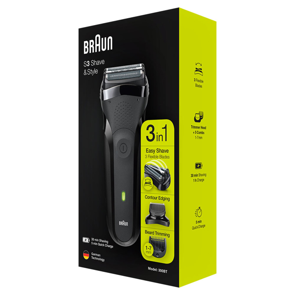 წვერსაპარსი Braun 300BT, Electric Shaver, Black