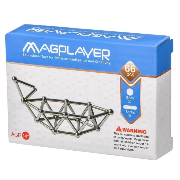 ასაწყობი კონსტრუქცია Magplayer MPS-66, Magnetic set of sticks and balls of 30 elements