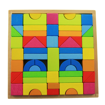 ასაწყობი ხის ფაზლი Goki 58624 Designer Wooden Rainbow 57Pcs