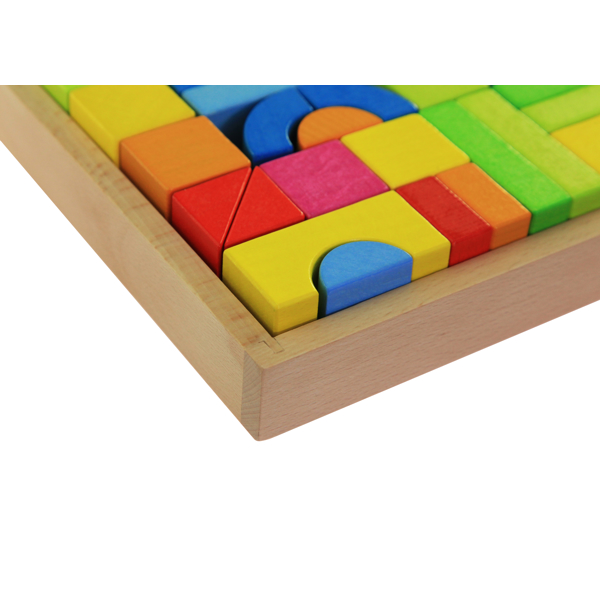 ასაწყობი ხის ფაზლი Goki 58624 Designer Wooden Rainbow 57Pcs