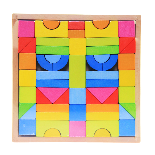 ასაწყობი ხის ფაზლი Goki 58624 Designer Wooden Rainbow 57Pcs