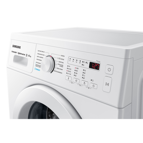 სარეცხი მანქანა Samsung WW65A4S21EE/LP 6.5 KG, 1200 Rpm, A+++, 75Db, Inventer, Ecobubble, White