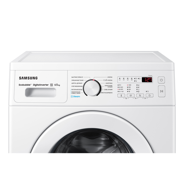 სარეცხი მანქანა Samsung WW65A4S21EE/LP 6.5 KG, 1200 Rpm, A+++, 75Db, Inventer, Ecobubble, White