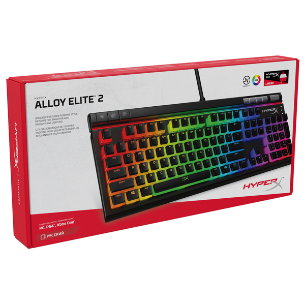 კლავიატურა Hyperx HKBE2X-1X-RU/G Wired Keyboard USB, RGB, HyperX Alloy Elite 2 