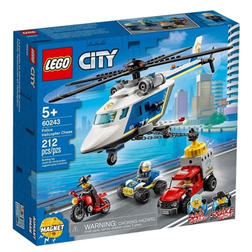 ასაწყობი თვითმფრინავი Lego 60243 Police Helicopter Chase 212Pcs