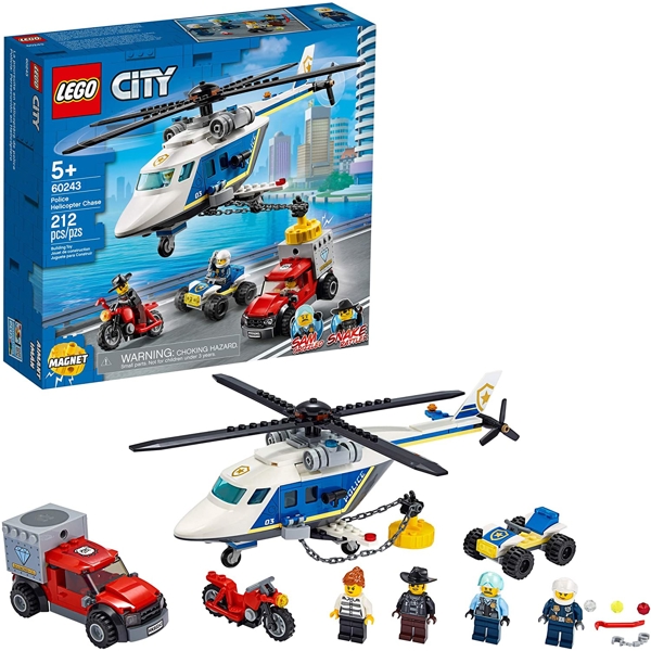 ასაწყობი თვითმფრინავი Lego 60243 Police Helicopter Chase 212Pcs