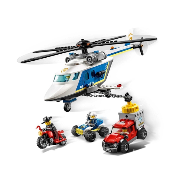 ასაწყობი თვითმფრინავი Lego 60243 Police Helicopter Chase 212Pcs