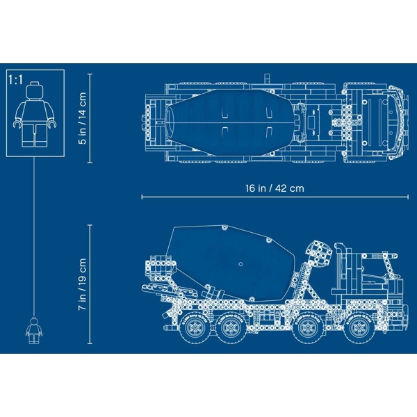 ასაწყობი ბეტონის მანქანა Lego 42112, Technik Concrete Mixer Truck