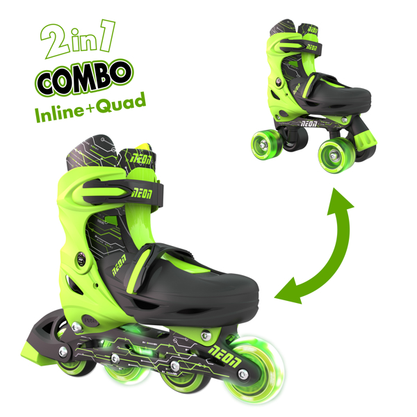 როლიკები Neon NT09G4 Combo Skates 2-in-1 (Size 30-33) Green 