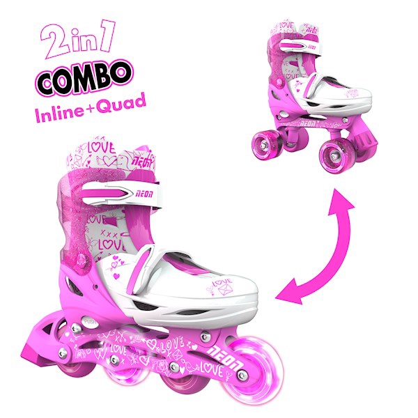 როლიკები Neon NT09P4 Combo Skates 2-in-1 (Size 30-33) Pink