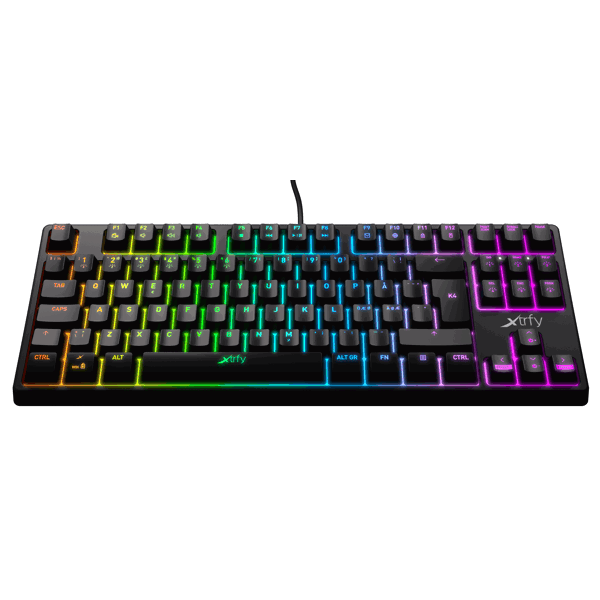 კლავიატურა XTRFY K4 TKL RGB Wired Gaming keyboard, Kailh Red, USB, Black