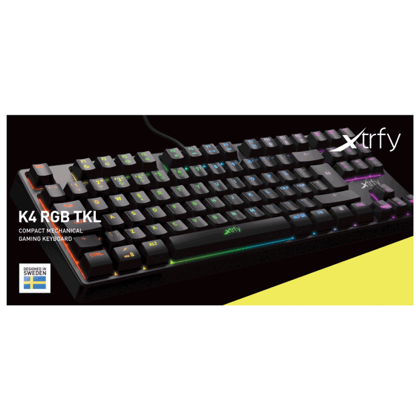 კლავიატურა XTRFY K4 TKL RGB Wired Gaming keyboard, Kailh Red, USB, Black