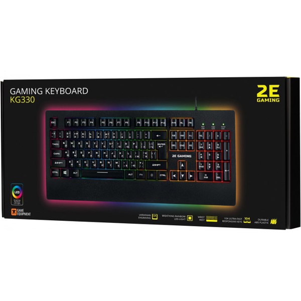 კლავიატურა 2E KG330, Wired, LED, Gaming Keyboard, Black