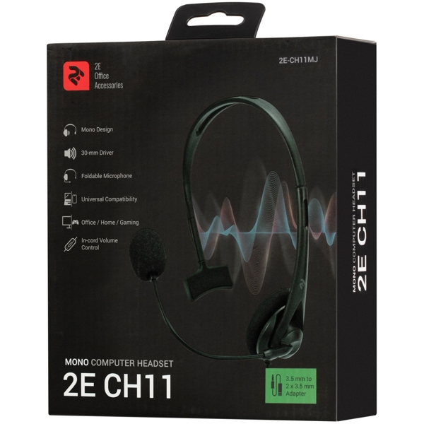 ყურსასმენი 2E CH11 PC Headset Mono, Wired, 3.5mm Black