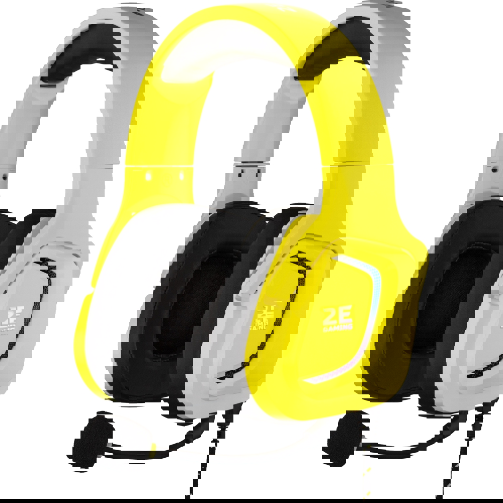 ყურსასმენი 2E HG340 Wired Gaming Headset RGB, USB 7.1, Yellow