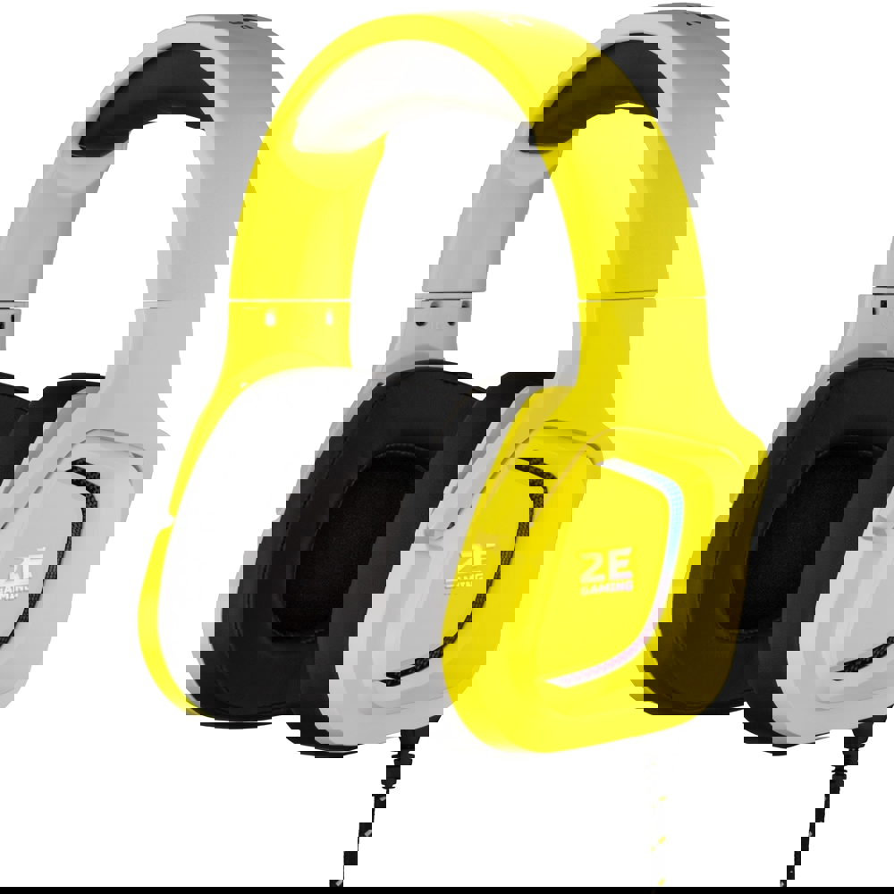 ყურსასმენი 2E HG340 Wired Gaming Headset RGB, USB 7.1, Yellow