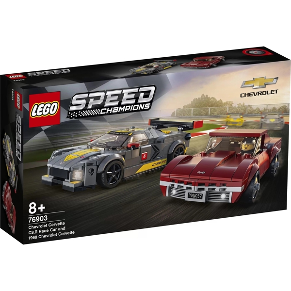 ასაწყობი მანქანა Lego 76903, Chevrolet Corvette C8.R Race Car and 1968 Chevrolet Corvette