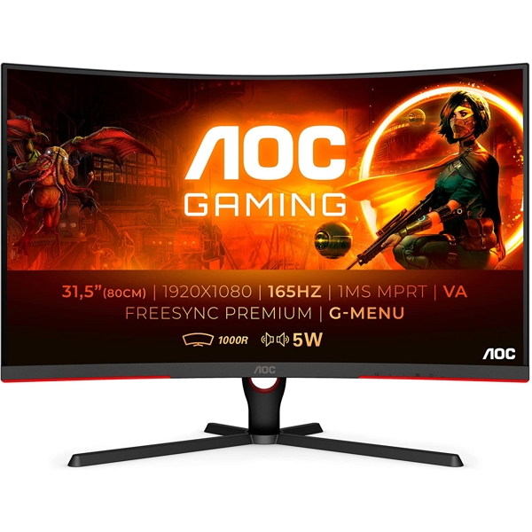 მონიტორი AOC C32G3AE/BK 31.5", Curved Gaming Monitor, FHD, VA, 2xHDMI, 1xDP, Black