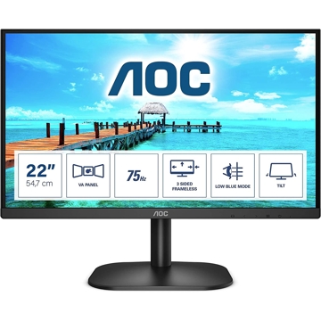 მონიტორი AOC 22B2H/EU 21.5" FHD, HDMI, VGA, Black