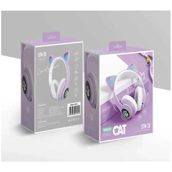 ყურსასმენი Cat Ear STN-28 Wireless bluetooth Headphones, Purple