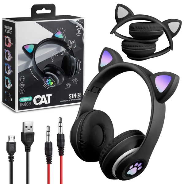 ყურსასმენი Cat Ear STN-28 Wireless bluetooth Headphones, Black