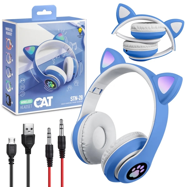 ყურსასმენი Cat Ear STN-28 Wireless bluetooth Headphones, Blue