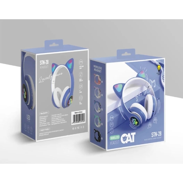 ყურსასმენი Cat Ear STN-28 Wireless bluetooth Headphones, Blue