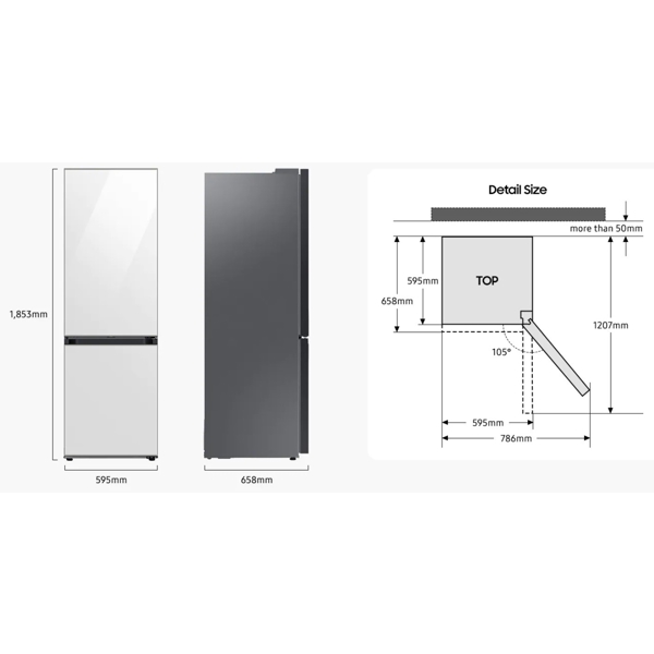 Samsung RB34A7B4F39WT  355L, A+, No Frost, Beige Glass