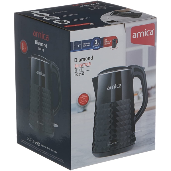 Arnica IH36152 Diamond, 1500W, 1.7L, Electric Kettle, Black