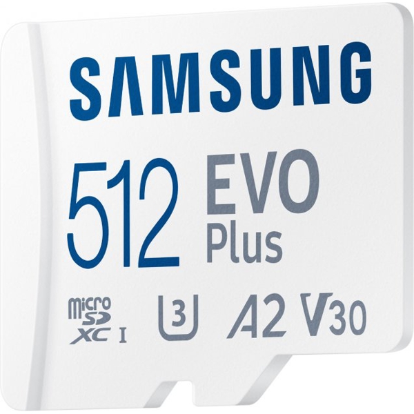 მეხსიერების ბარათი Samsung MB-MC512KA/RU, 512GB MICROSDXC, UHS-I CLASS 10+SD ADAPTER 