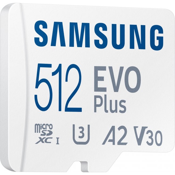 მეხსიერების ბარათი Samsung MB-MC512KA/RU, 512GB MICROSDXC, UHS-I CLASS 10+SD ADAPTER 