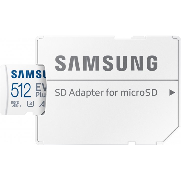 მეხსიერების ბარათი Samsung MB-MC512KA/RU, 512GB MICROSDXC, UHS-I CLASS 10+SD ADAPTER 