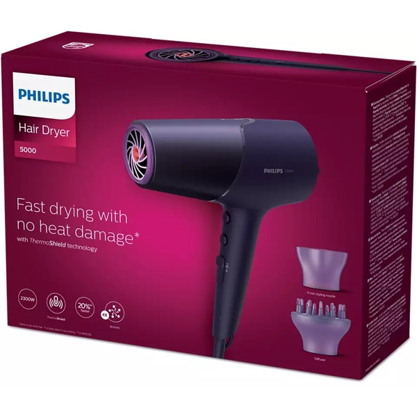 თმის საშრობი Philips BHD514/00 Hair Dryer 2300W, Purple