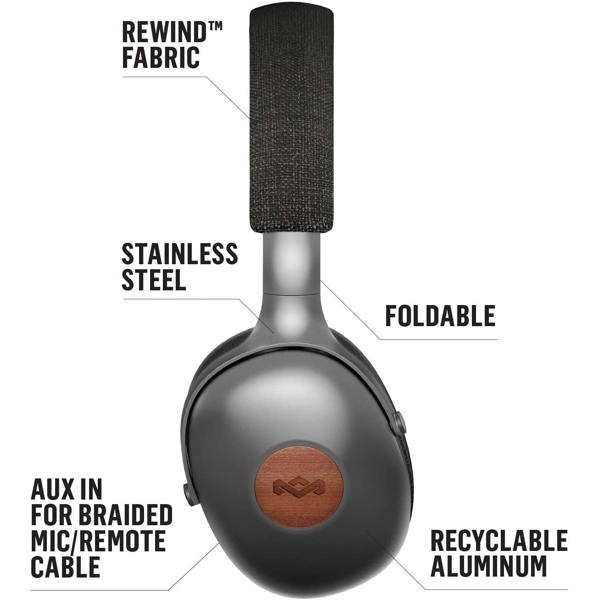 ყურსასმენი House Of Marley EM-JH151-SB Positive Vibration XL ANC Over-Ear Wireless Headphones USB Black