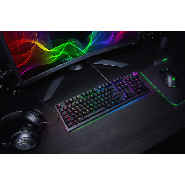 კლავიატურა Razer RZ03-01870700-R3R1 Gaming Keyboard Huntsman Elite, Clicky Optical Purple Switch, USB, RGB, Black