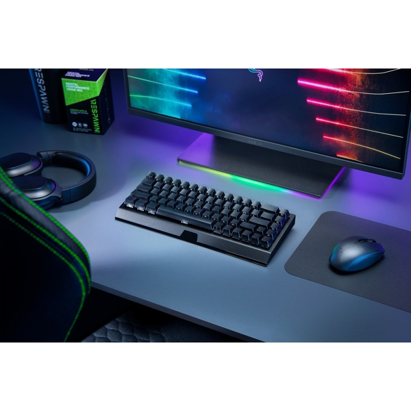 კლავიატურა Razer RZ03-03890700-R3R1 BlackWidow V3 Mini HyperSpeed Gaming Keyboard, Yellow Switch, BT, USB, RGB, Black