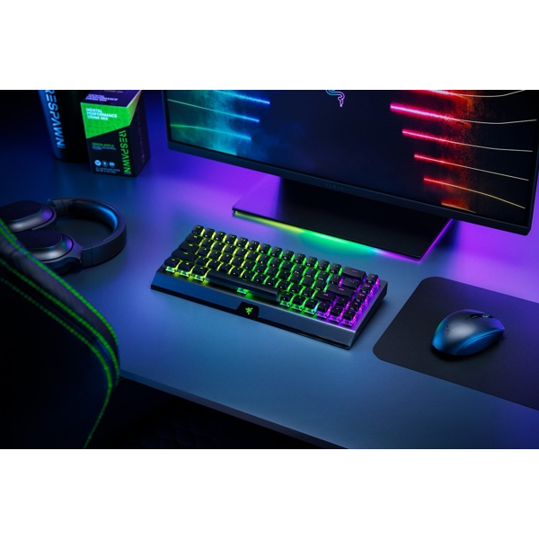 კლავიატურა Razer RZ03-03890700-R3R1 BlackWidow V3 Mini HyperSpeed Gaming Keyboard, Yellow Switch, BT, USB, RGB, Black